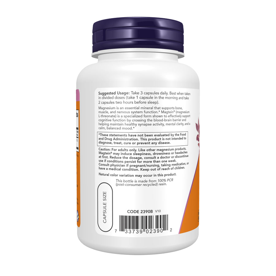 NOW Foods Magtein Magnesium L-Threonate, 90 Veg Capsules