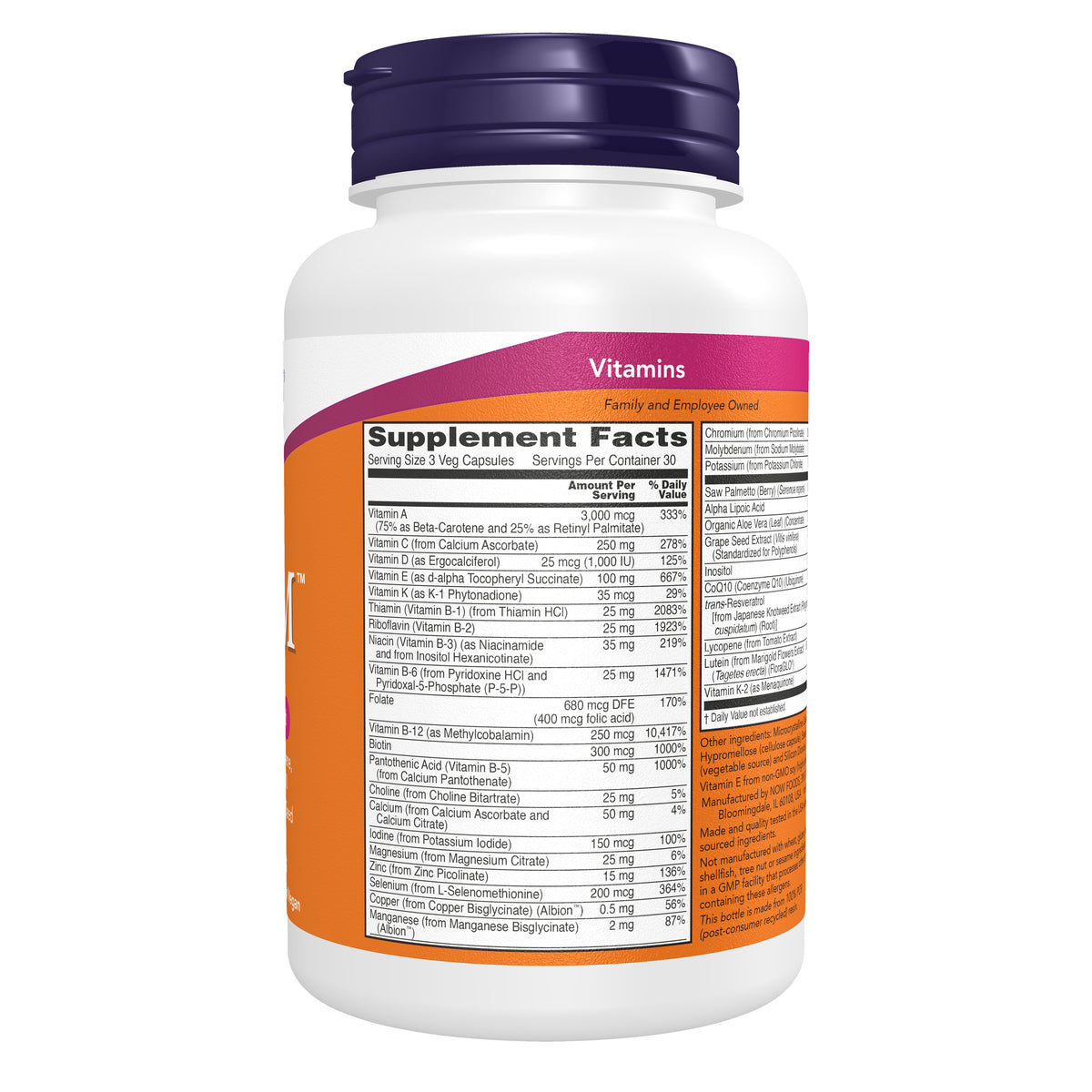 NOW Foods ADAM Men's Multivitamin, 90 Veg Capsules