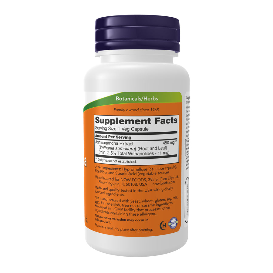 NOW Foods Ashwagandha 450 mg, 90 Veg Capsules